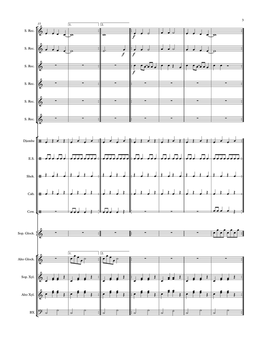 Banuwa (For Orff Ensemble) Banuwa (For Orff Ensemble) Large Ensemble scores gallery preview page 3