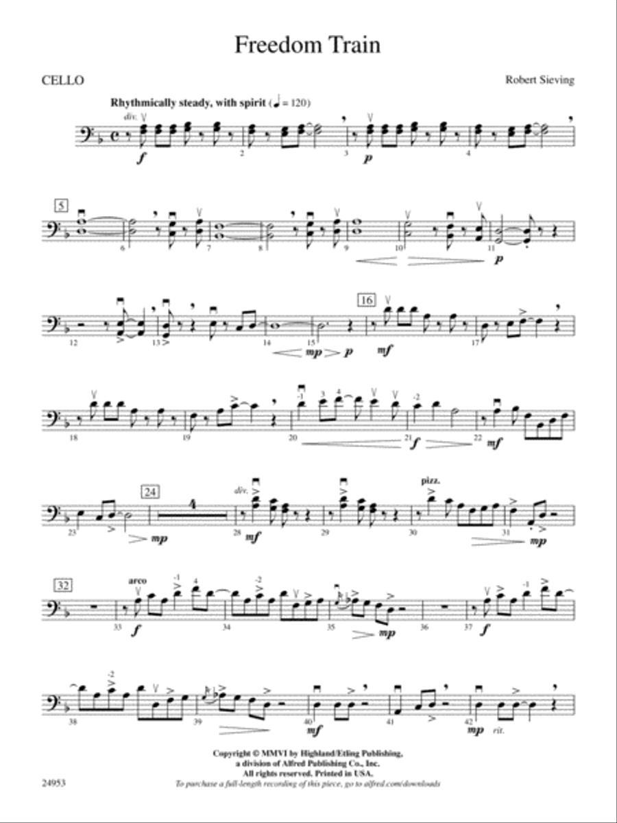 Freedom Train: Cello Freedom Train: Cello String Orchestra scores gallery preview page 1
