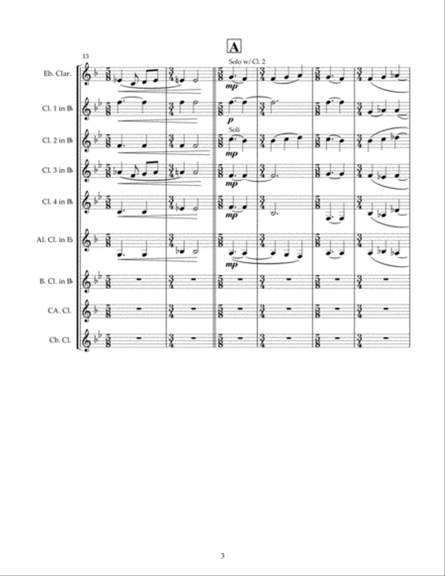 February Sunlight for Clarinet Choir (Score) Clarinet Choir scores gallery preview page 3
