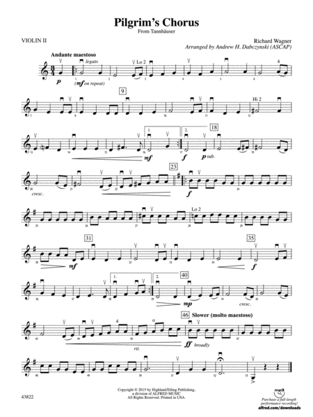 Pilgrim's Chorus (from Tannhäuser): 2nd Violin