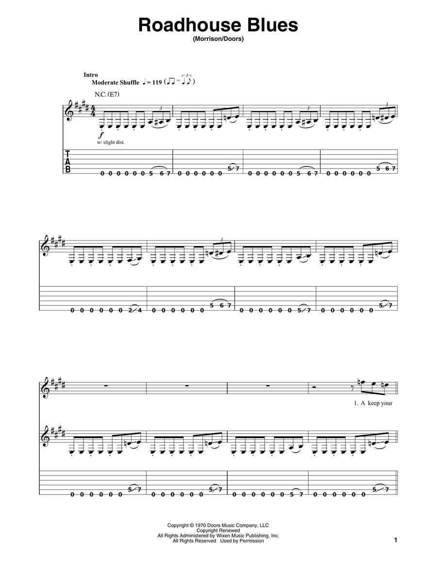 Roadhouse Blues Electric Guitar scores gallery preview page 1