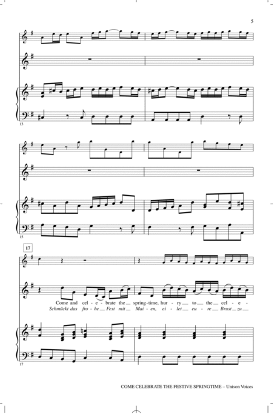 Come Celebrate The Festive Springtime (arr. Eloise Porter) Unison Choir scores gallery preview page 3
