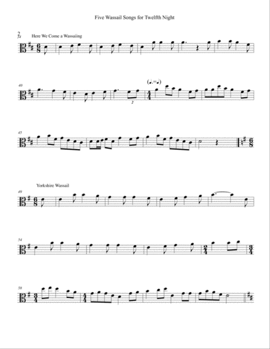 Five Traditional Wassail Songs for Twelfth Night - Solo Viola Viola Solo scores gallery preview page 2