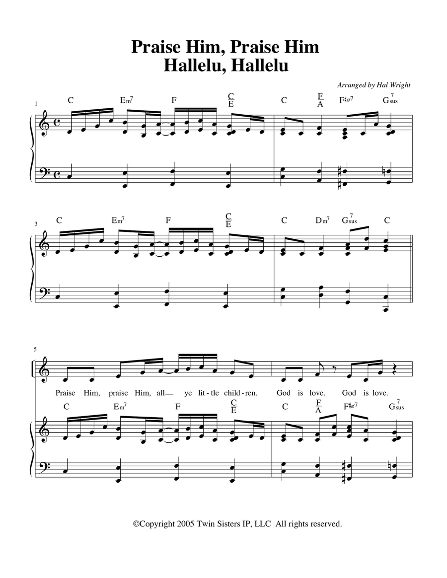 Praise Him, Praise Him / Hallelu, Hallelu Piano, Vocal scores gallery preview page 1
