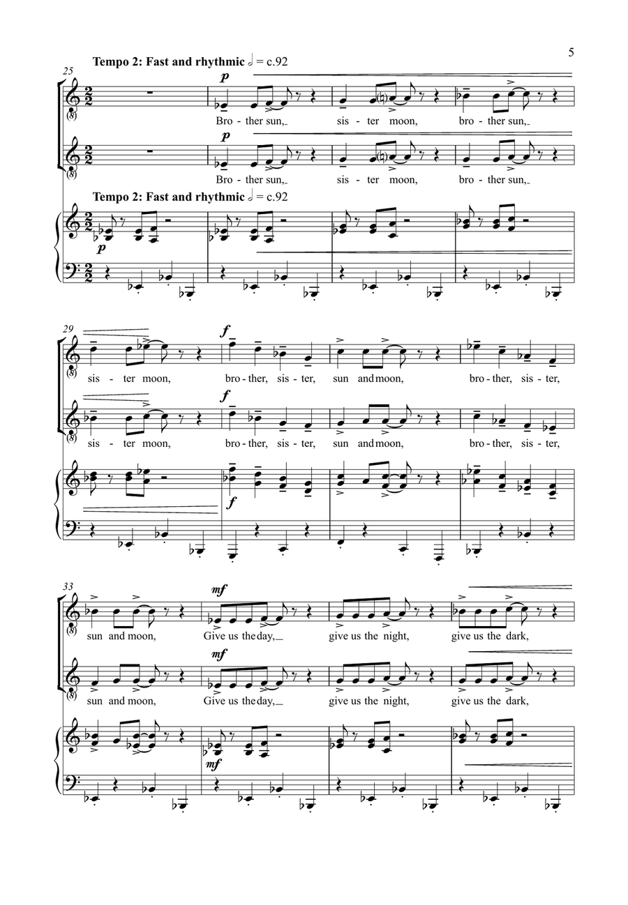 Sun, Moon, World, for voices in two parts and piano 2-Part scores gallery preview page 5
