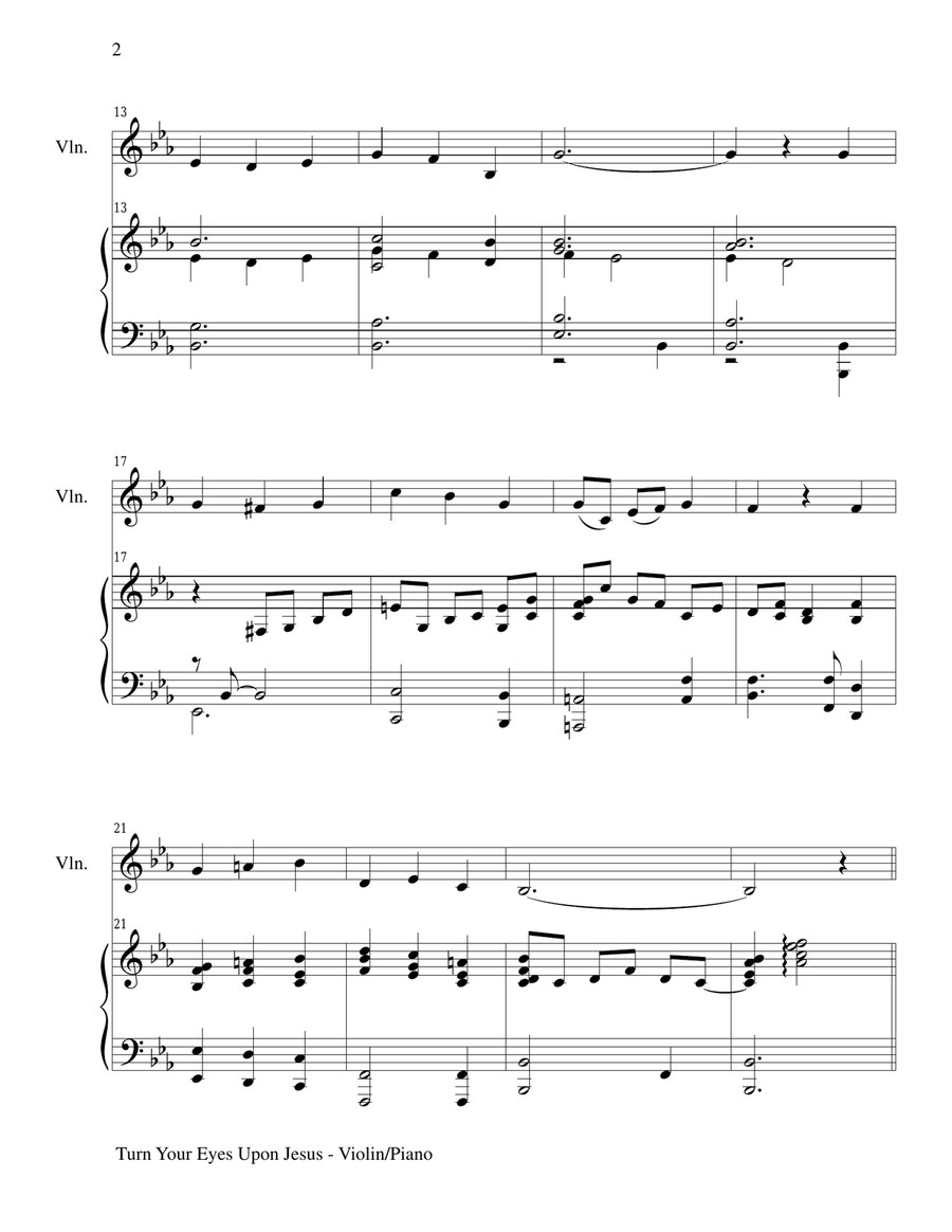 TURN YOUR EYES UPON JESUS, Violin & Piano (Score & Parts included) image number null