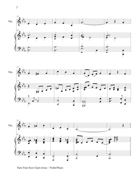 TURN YOUR EYES UPON JESUS, Violin & Piano (Score & Parts included) image number null