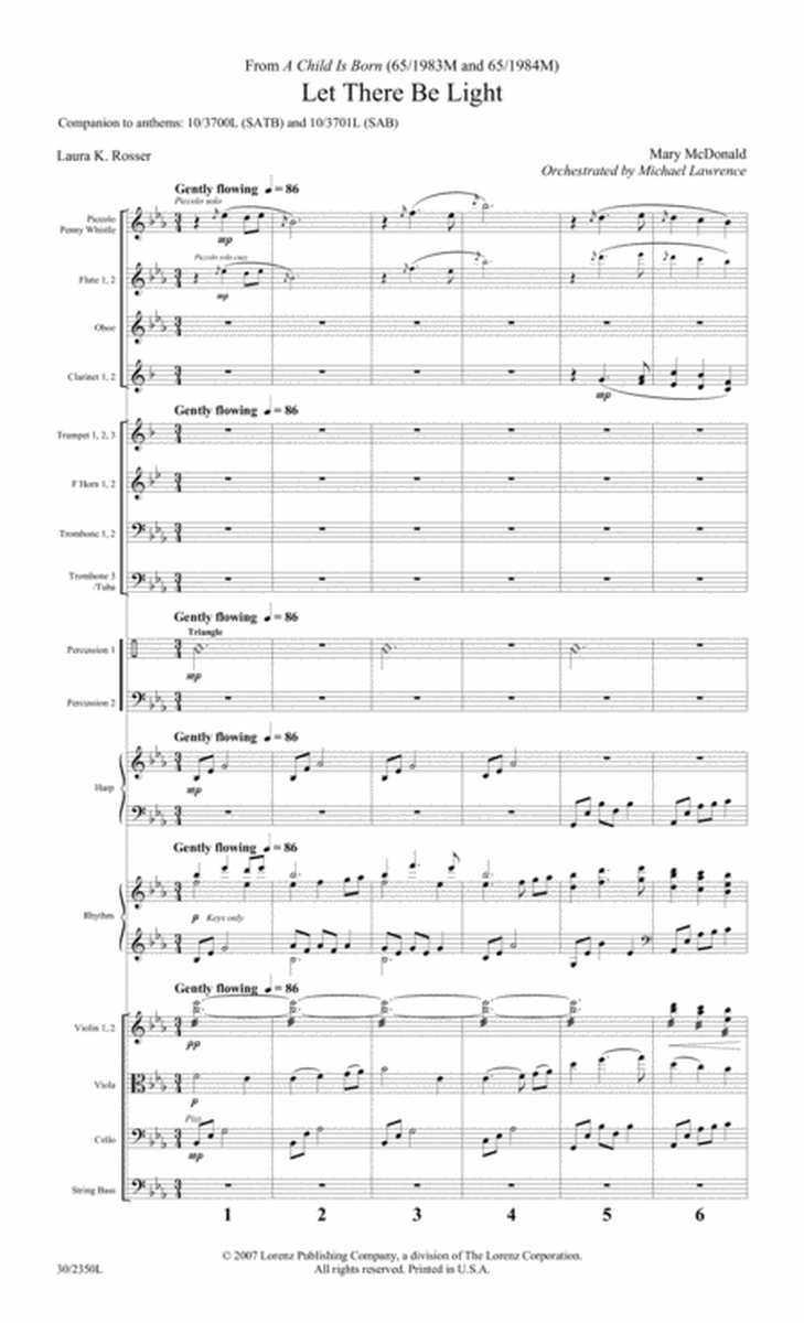 Let There Be Light - Orchestral Score and Parts