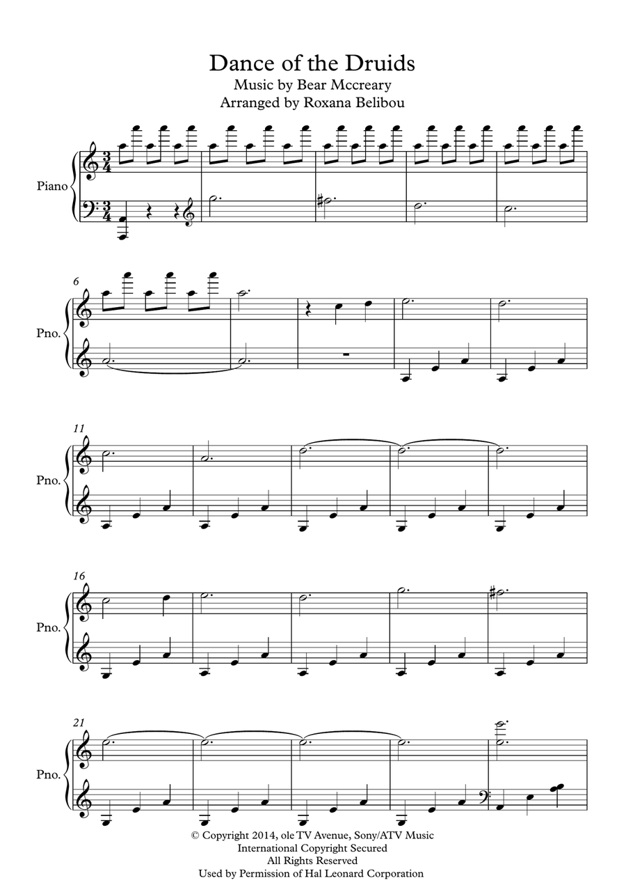 Dance Of The Druids Piano Solo scores gallery preview page 1