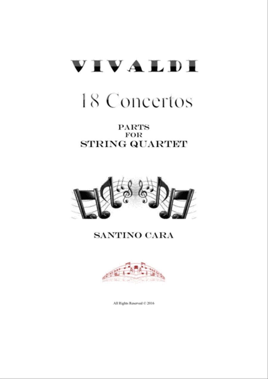 Vivaldi - 18 Concertos - Parts for String Quartet String Quartet scores gallery preview page 1