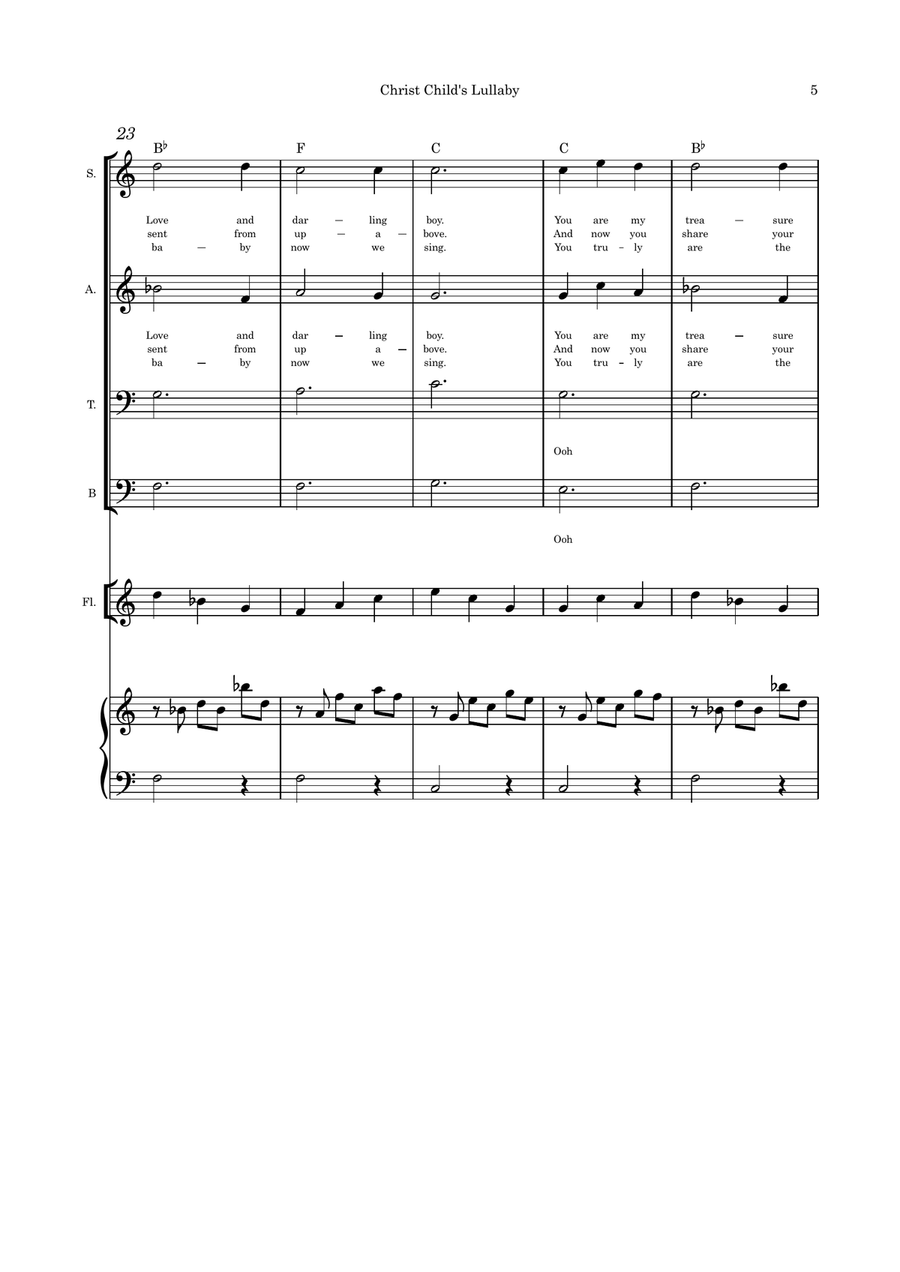 Christ Child's Lullaby (Taladh Chriosda) - SATB, flute, violin or cello and piano with parts pages i 4-Part scores gallery preview page 5
