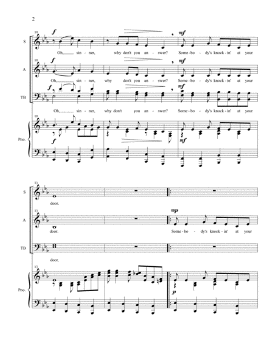 Somebody's Knockin' at Your Door (SATB) 4-Part scores gallery preview page 2