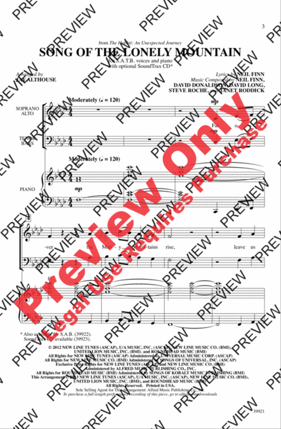 Song of the Lonely Mountain (from The Hobbit: An Unexpected Journey) - SoundTrax CD (CD only) Choir scores gallery preview page 2