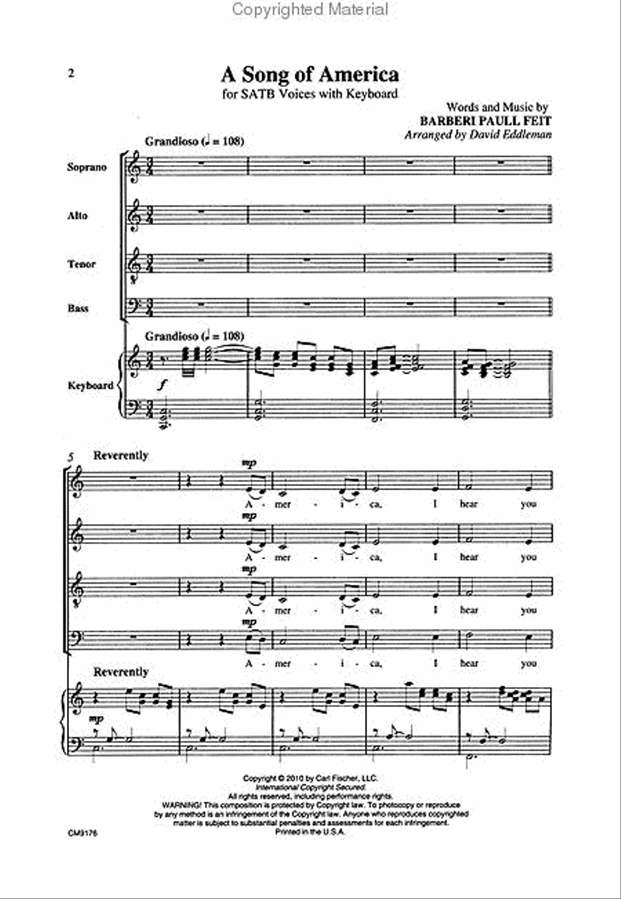 A Song of America 4-Part scores gallery preview page 2
