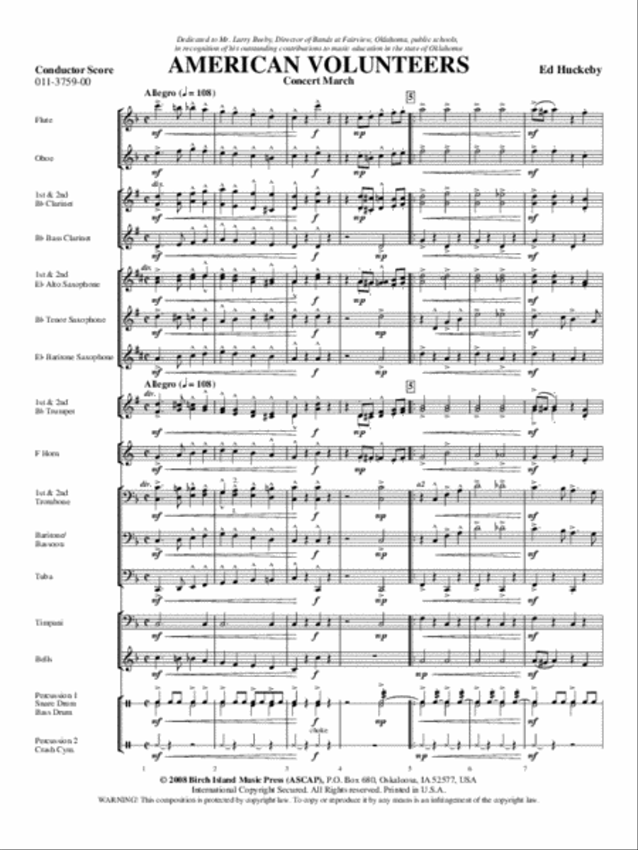 American Volunteers Concert Band scores gallery preview page 2