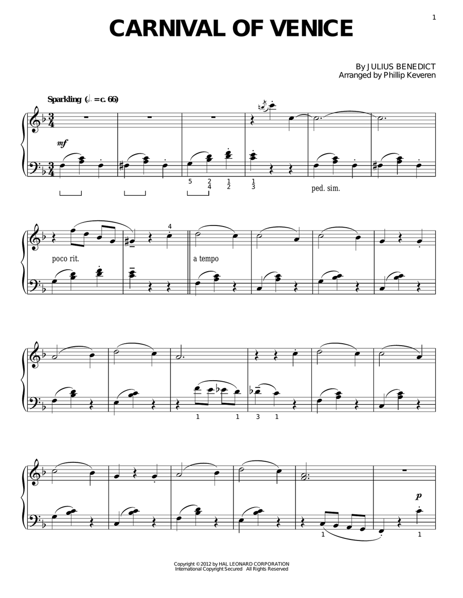 Carnival Of Venice (arr. Phillip Keveren) Piano Solo scores gallery preview page 1
