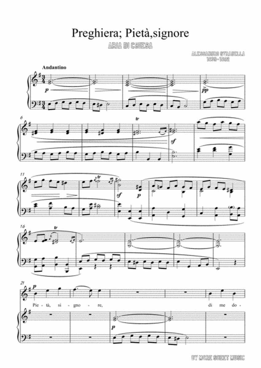 Stradella-Preghiera; Pietà,signore in e minor,for Voice and Piano image number null