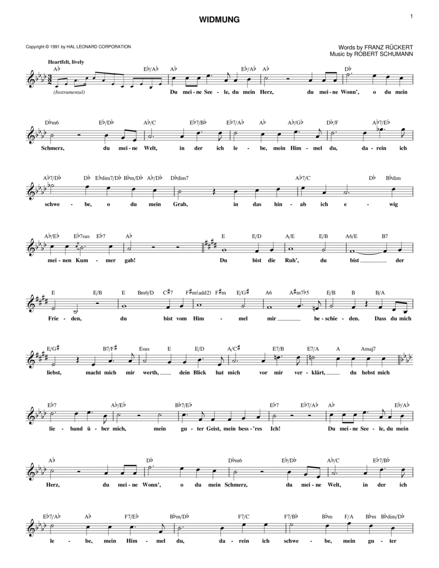 Widmung Piano scores gallery preview page 1