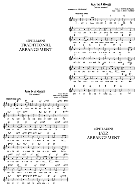 Away In A Manger - Lead sheet arranged in traditional and jazz style (key of A)