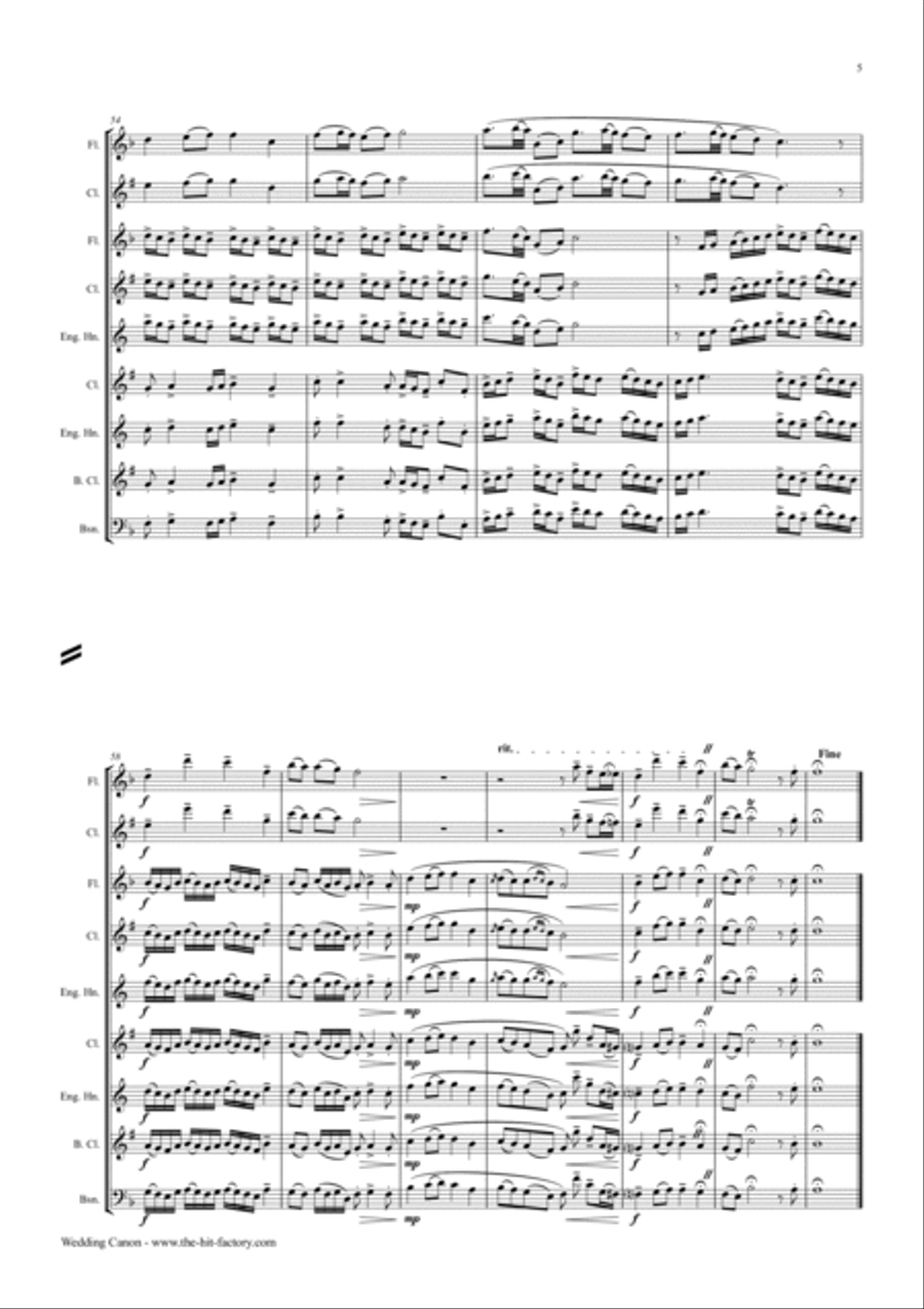 Wedding Canon - Festive Concert Piece - Wind Trio Woodwind Quintet scores gallery preview page 5