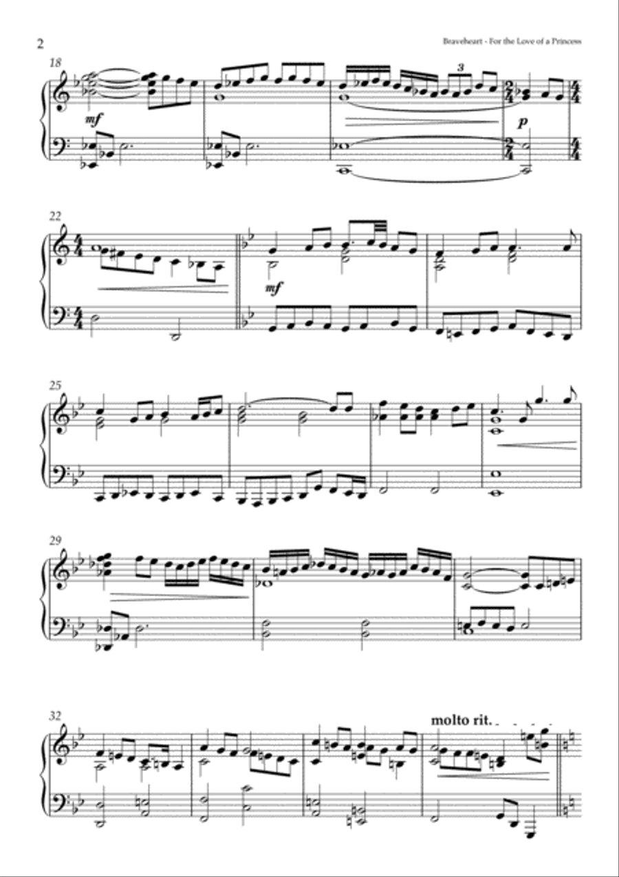 For The Love Of A Princess Piano Solo scores gallery preview page 2