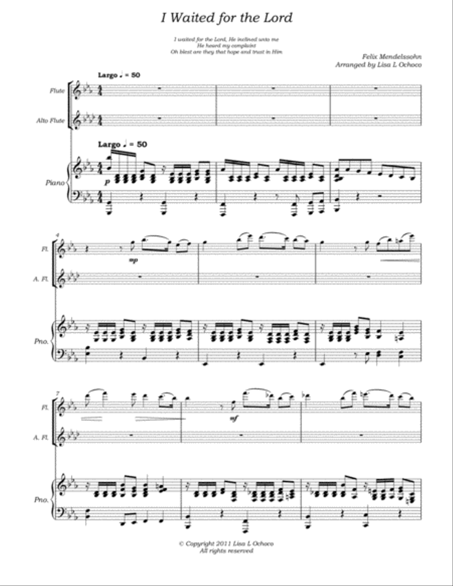 I Waited for the Lord for C Flute, Alto Flute and Piano Woodwind Duet scores gallery preview page 5