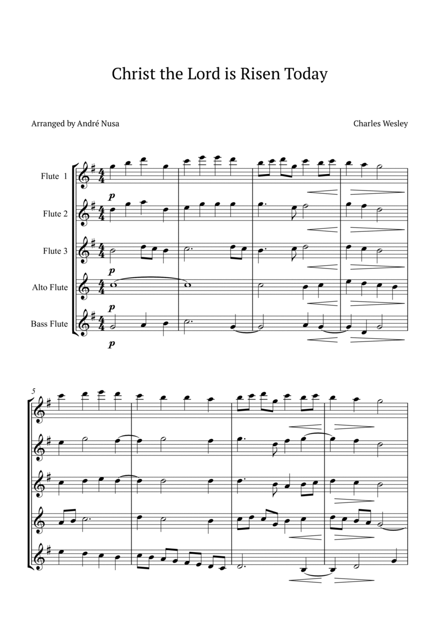 Christ the Lord is Risen Today Woodwind Quintet scores gallery preview page 1