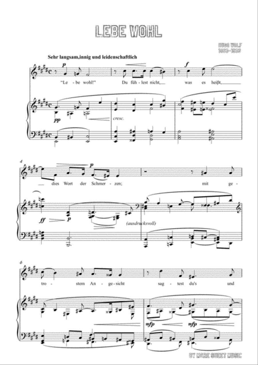 Wolf-Lebe wohl in E Major,for Voice and Piano Voice Solo scores gallery preview page 3