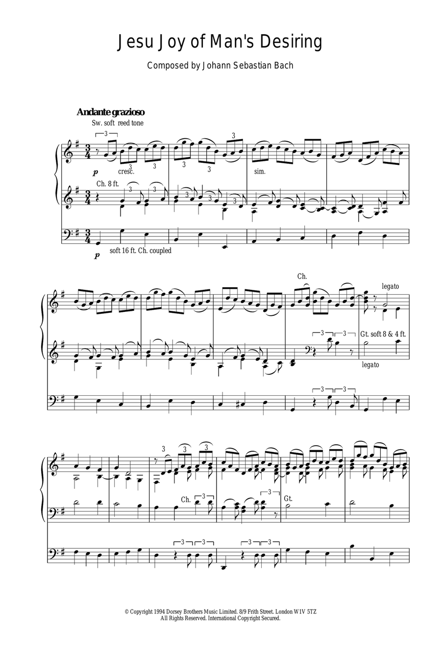 Jesu, Joy Of Man's Desiring (from Cantata 147) Piano scores gallery preview page 1