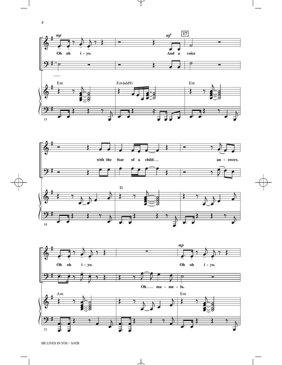 He Lives In You (from The Lion King II: Simba's Pride) (arr. Mark Brymer) 4-Part scores gallery preview page 3