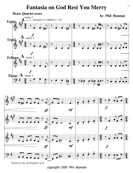 Fantasia on God Rest You Merry - Brass Quartet 1 image number null
