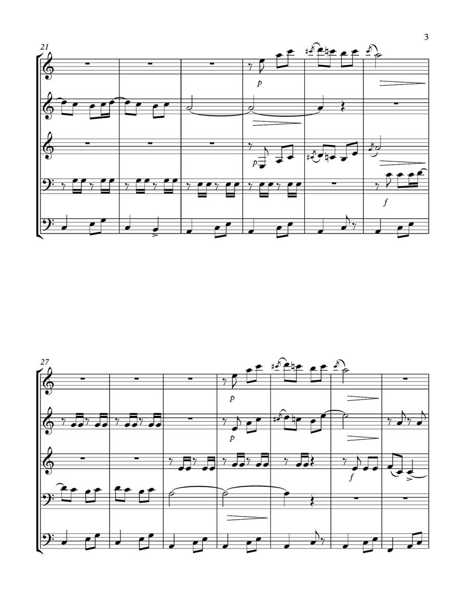 Mexican Folk Pop: COMO UNA NOVELA (by Los Acosta) for Brass Quintet arr. Martín Hernández Sánchez Brass Quintet scores gallery preview page 3