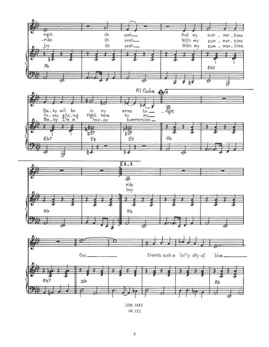 Summertime Baby Piano, Vocal scores gallery preview page 2