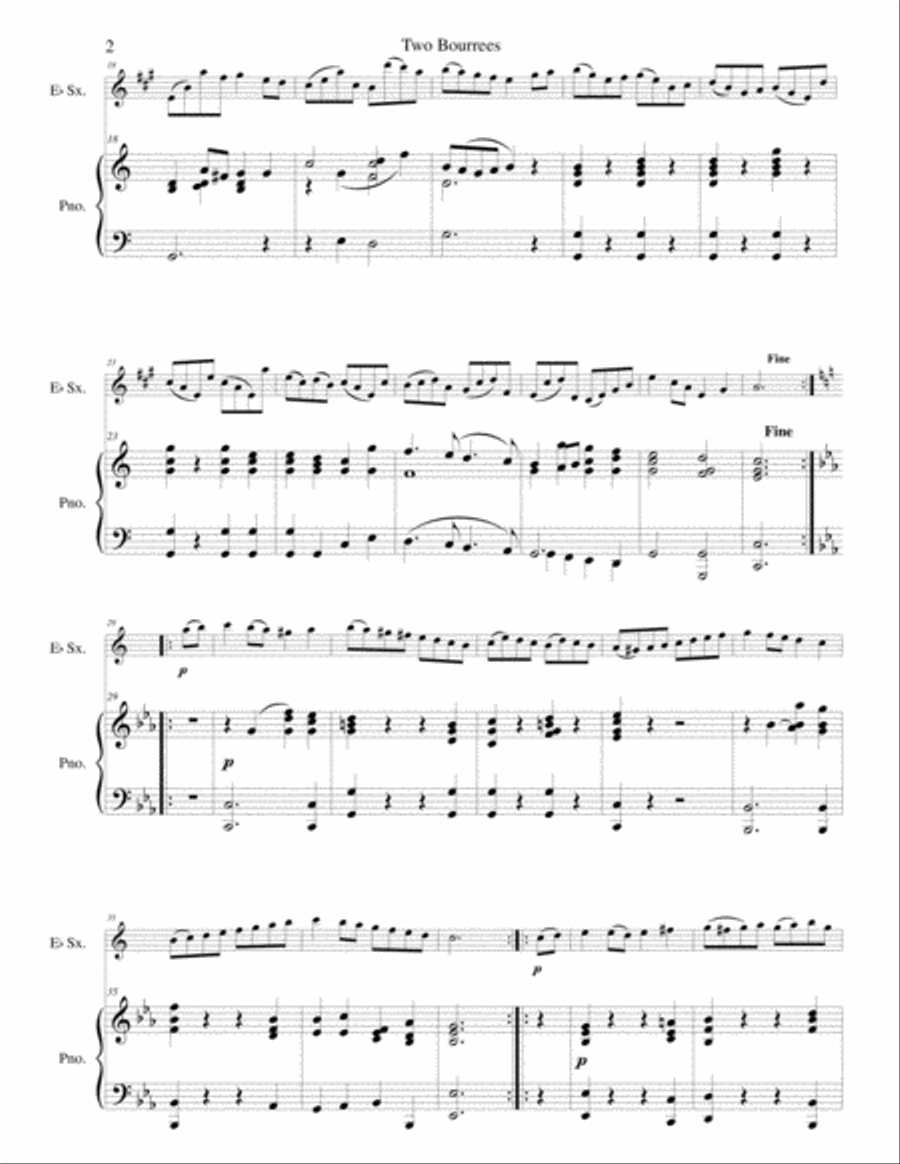Two Bourrees for Alto Saxophone & Piano Two Bourrees for Alto Saxophone & Piano Alto Saxophone scores gallery preview page 3