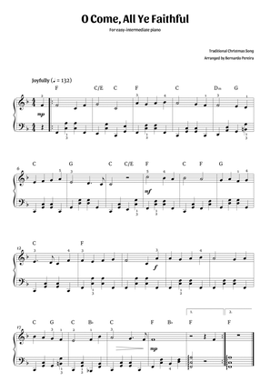 O Come, All Ye Faithful (easy-intermediate piano – F major)