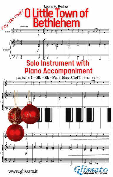 O Little Town of Bethlehem - Solo with easy Piano acc. (key Bb) image number null