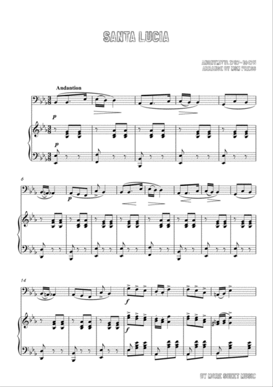 Nameless-Santa Lucia, for Cello and Piano Piano scores gallery preview page 3