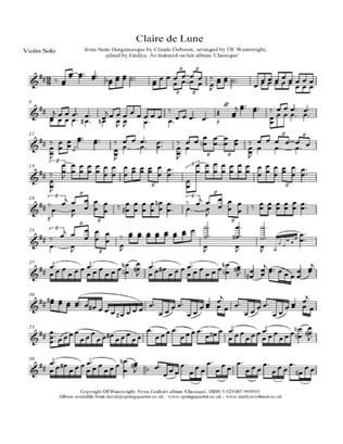 Clair De Lune by Debussy arranged for solo violin