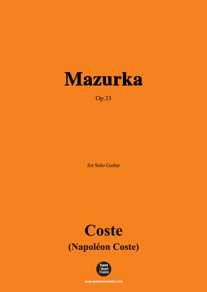 Coste-Mazurka,Op.33,for Guitar