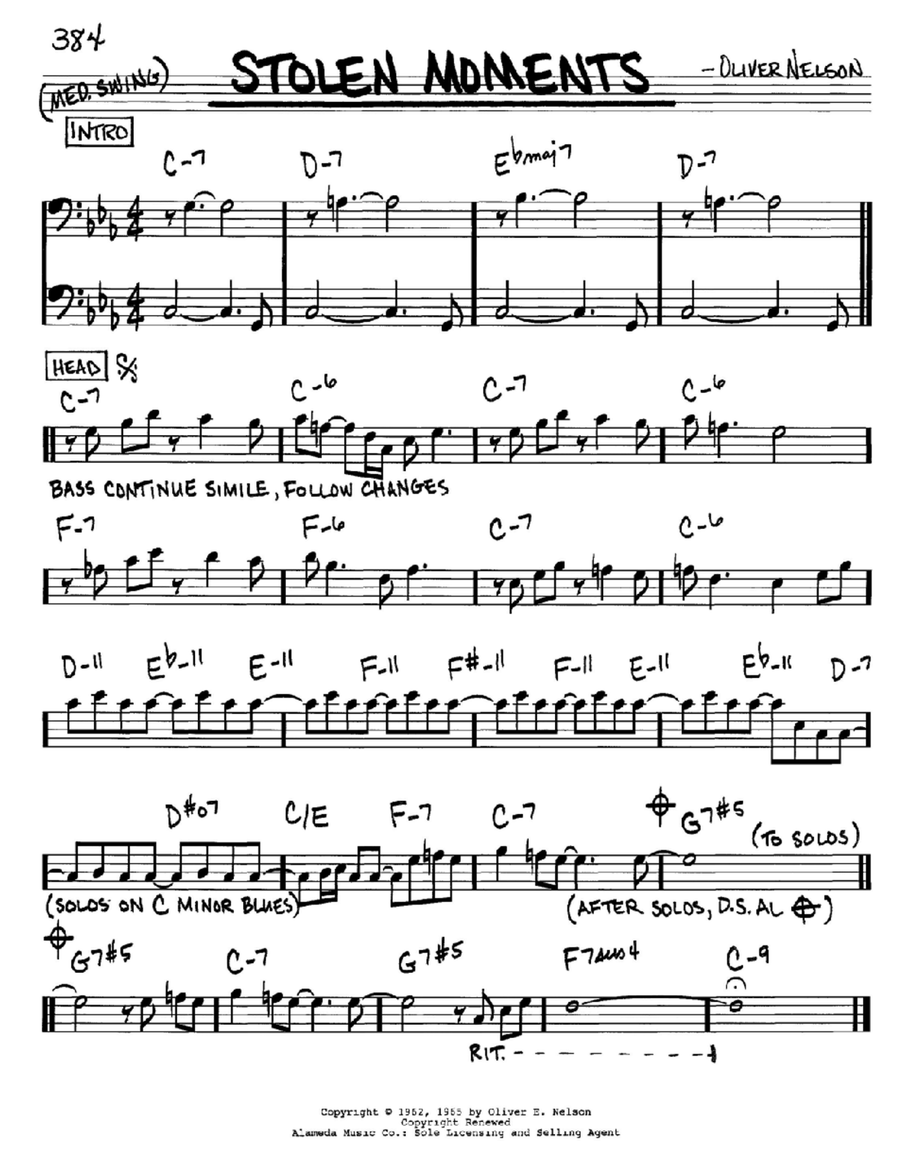 Stolen Moments Bass Clef Instrument scores gallery preview page 1
