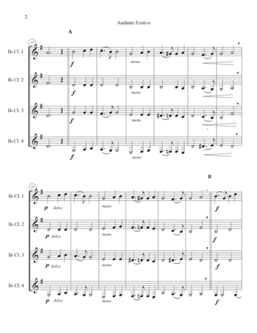 Andante Festivo Score and Parts for Clarinet Quartet
