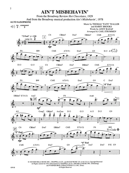 Broadway By Special Arrangement - Alto Sax Part/CD