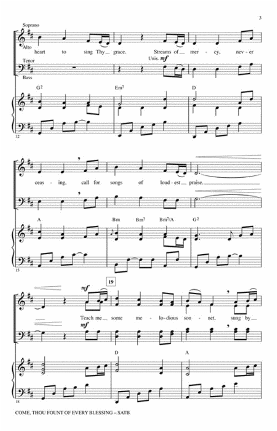 Come, Thou Fount of Every Blessing 4-Part scores gallery preview page 3