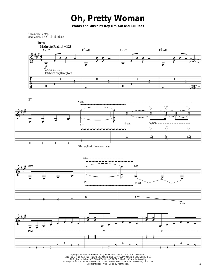 Oh, Pretty Woman Acoustic Guitar scores gallery preview page 1