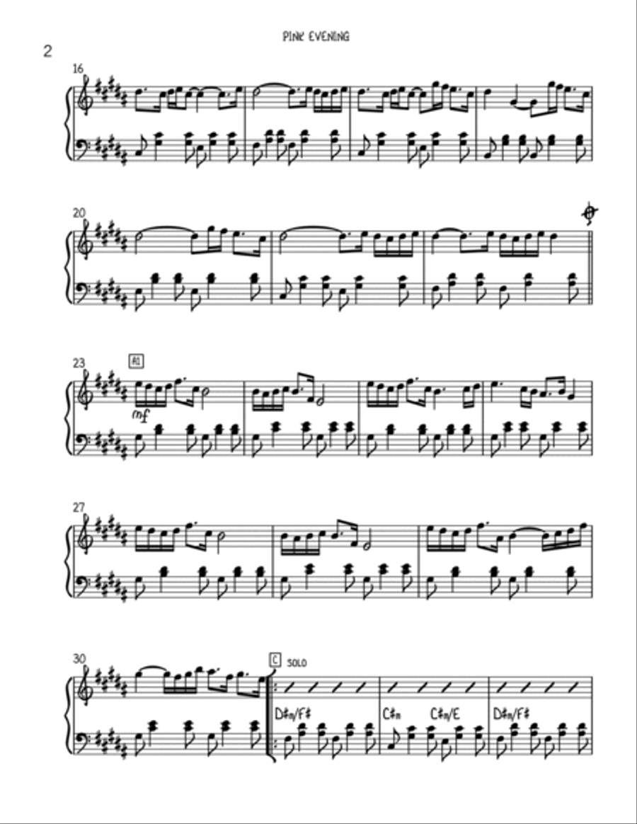 Pink Evening Piano Solo scores gallery preview page 2