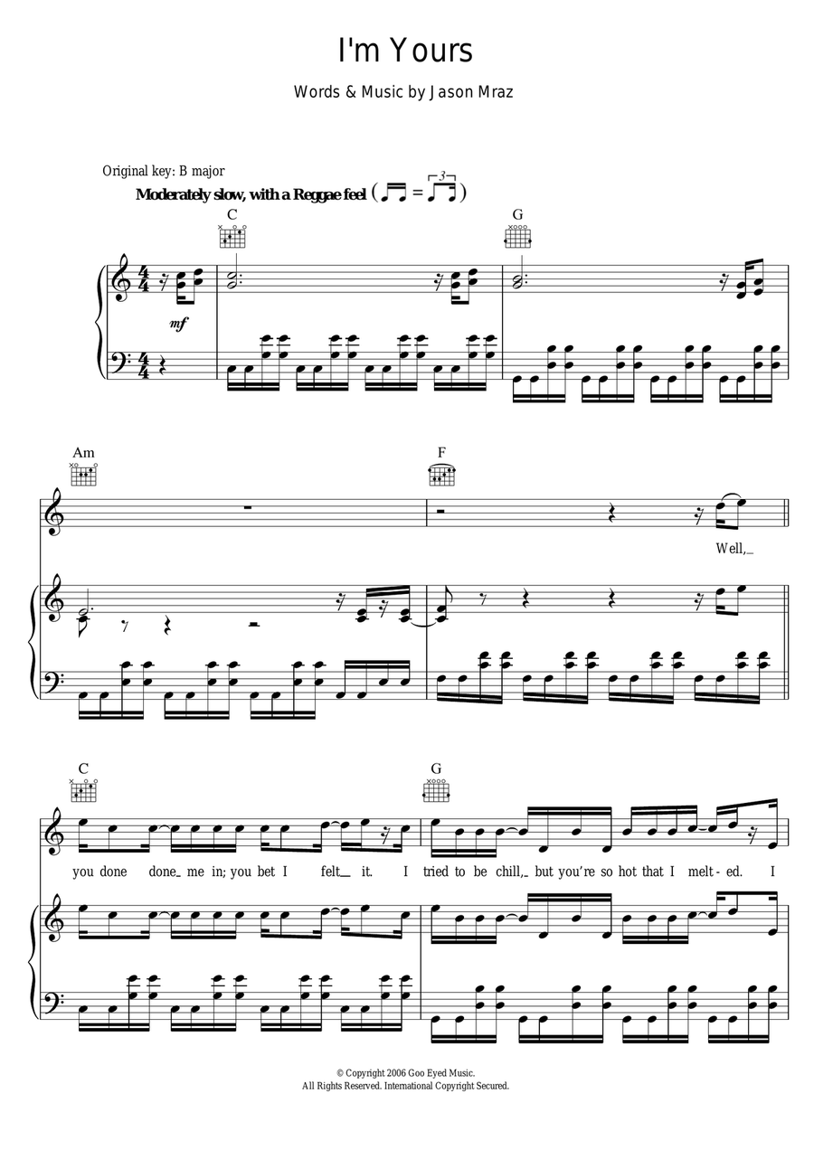 I'm Yours Acoustic Guitar scores gallery preview page 1