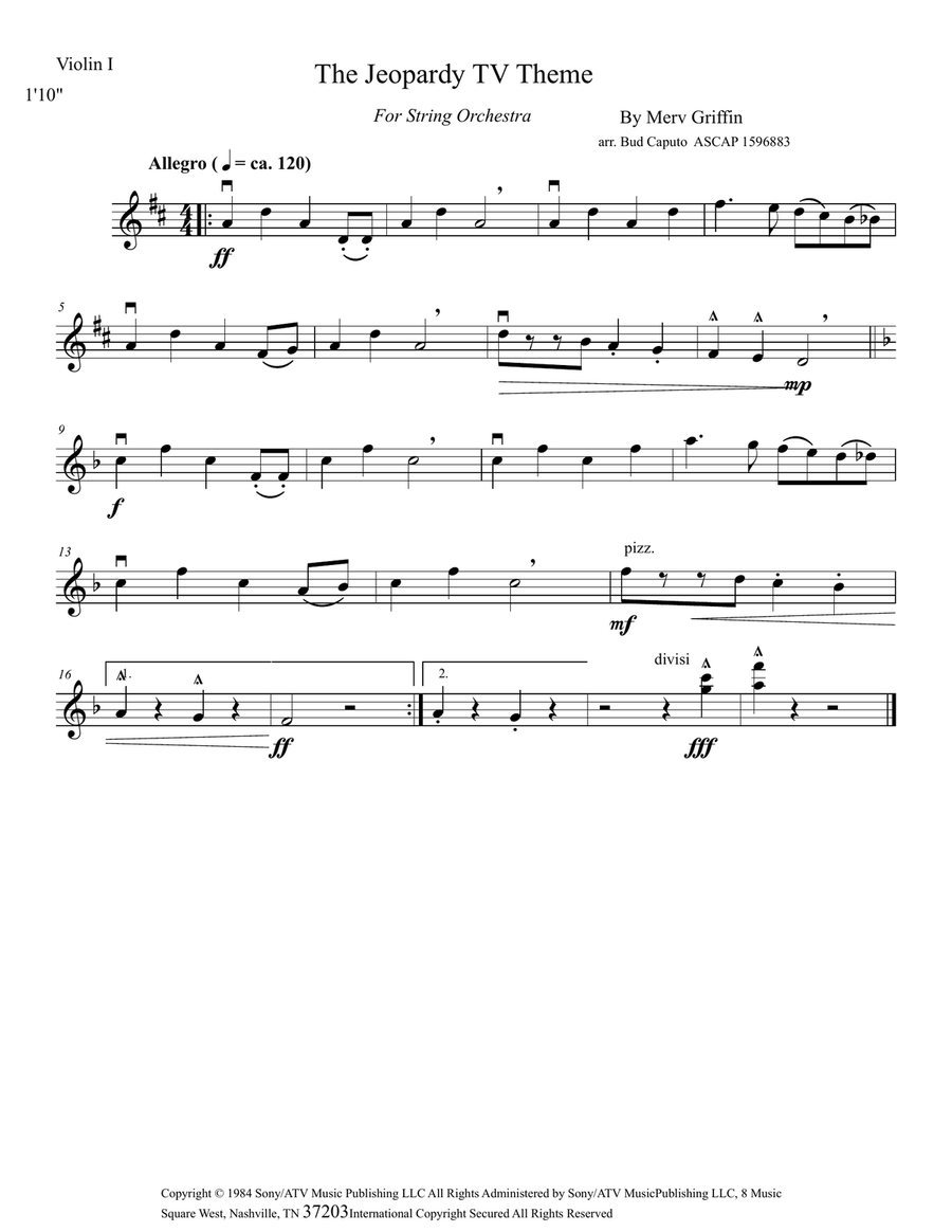Jeopardy Theme Score and Parts scores gallery preview page 5