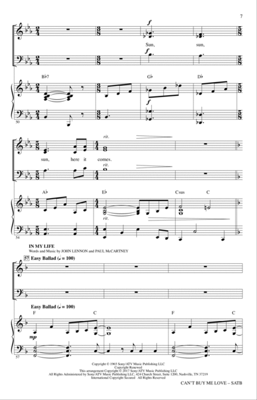 Can't Buy Me Love (Medley of Hits by The Beatles) (arr. Audrey Snyder) 4-Part scores gallery preview page 6