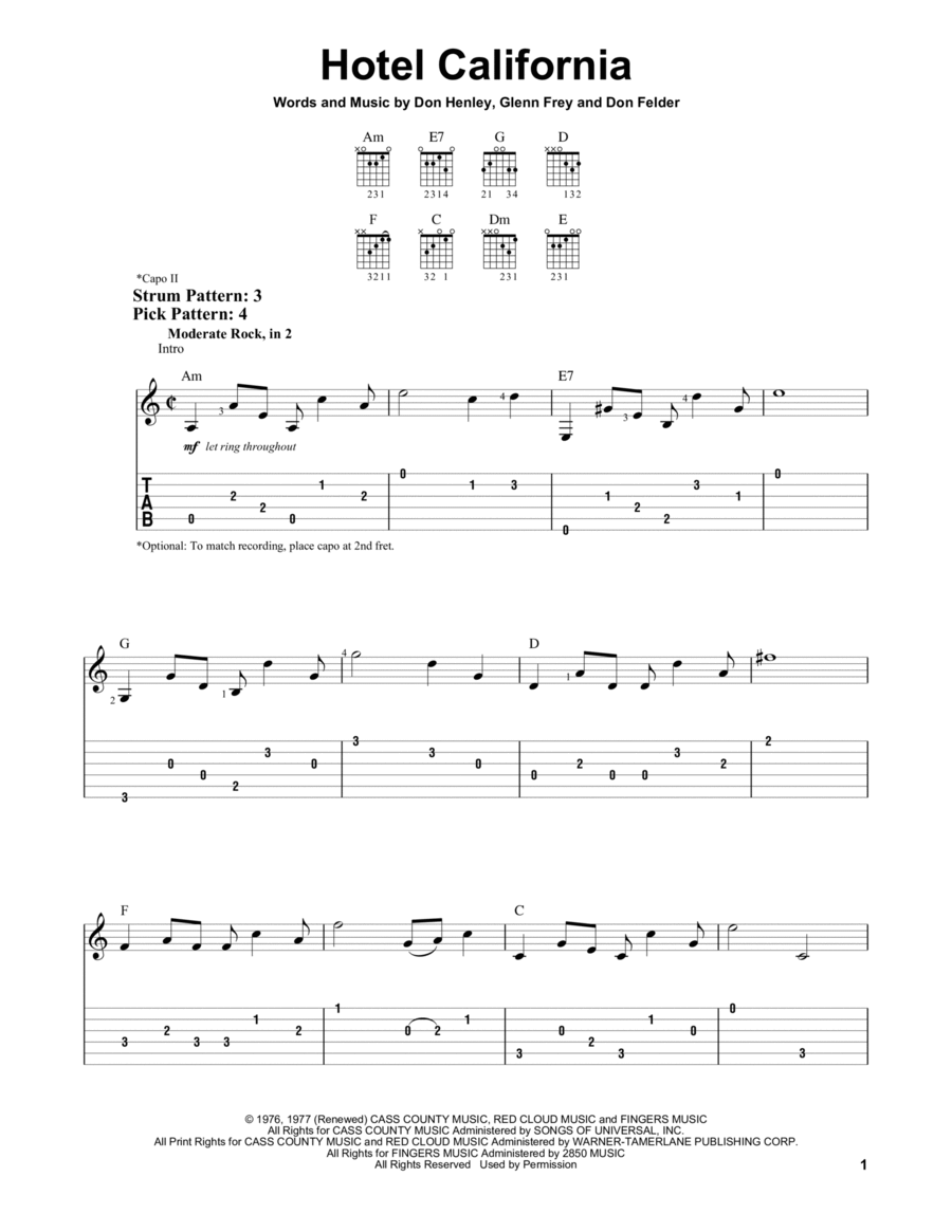 Hotel California Acoustic Guitar scores gallery preview page 1
