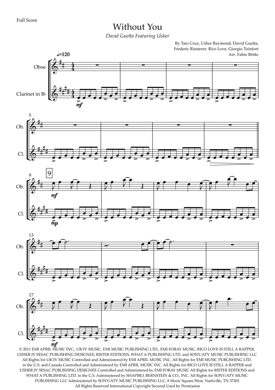 Without You Woodwind Duet scores gallery preview page 1